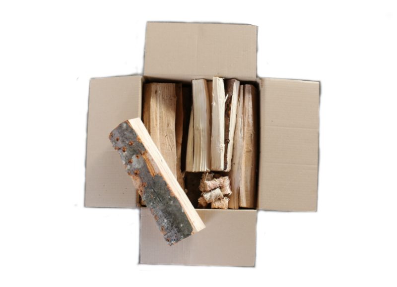 Bois de chauffage en carton, sac ou filet