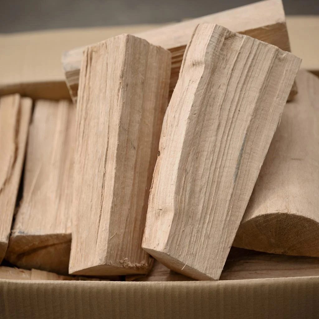 Bois de chauffage en carton, sac ou filet
