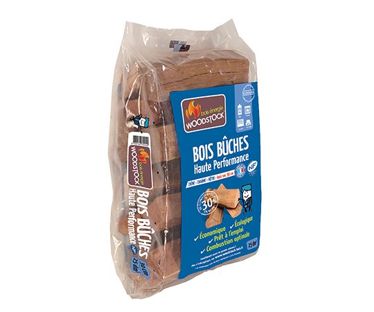 Bois de chauffage en carton, sac ou filet