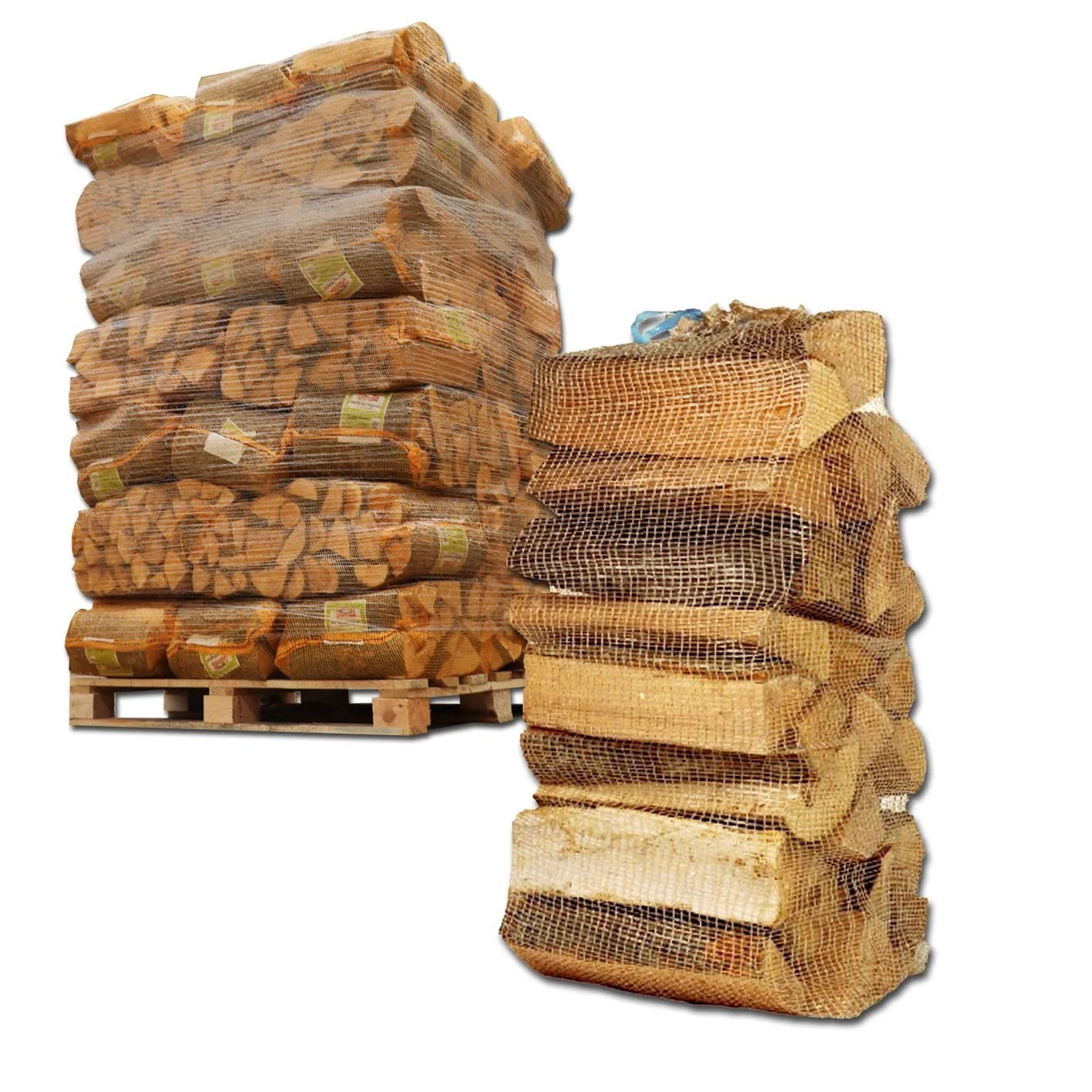 Bois de chauffage en carton, sac ou filet