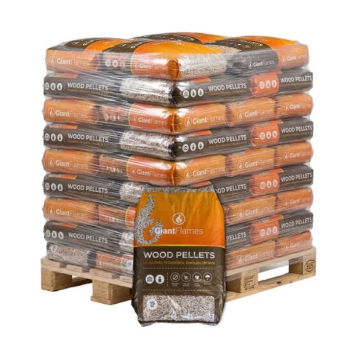 Palette de granulés de bois Giant Flames, 65 sacs de 15 kg (975 kg)