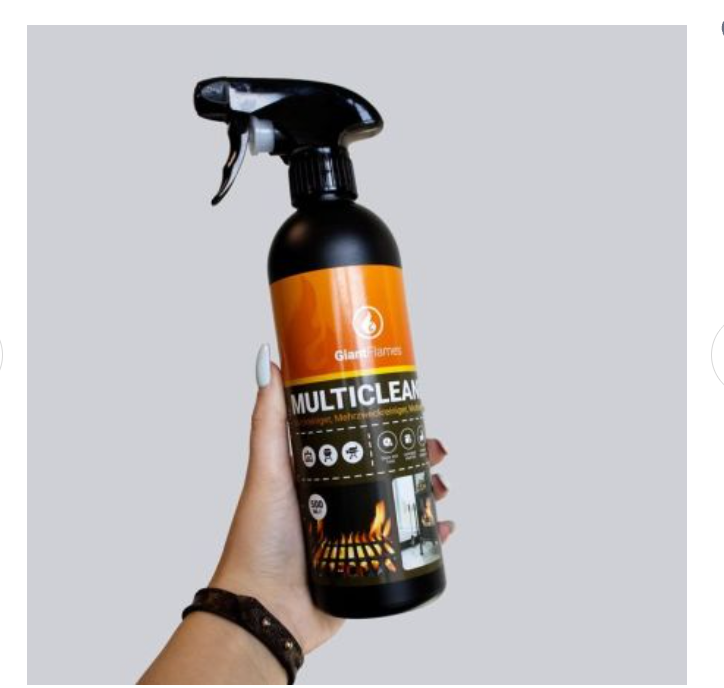 Flasche Giant Flames Reiniger 500 ml in der Hand